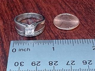 PRINCESS DIAMOND 1.70tcw PLATINUM WEDDING SET PT950 12.5g SIZE 8.5